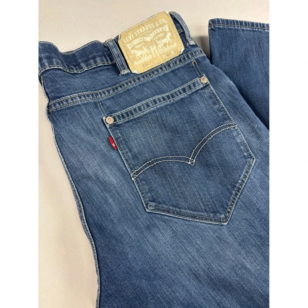 Levi's 514 Straight Fit Blue‎ Denim Jeans Mens 40x32 Medium Wash 00514-0406